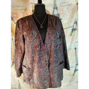 Plus Size Women Green Paisley Jacket